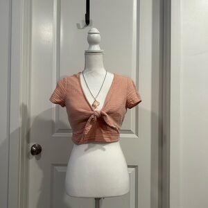 Arizona Jean Company Blush Tie-Front Crop Top